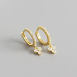 925 Silver Zircon Triangle Star Drop Earring French Girl Ear Jewel