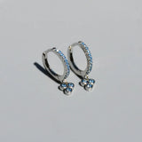 925 Silver Zircon Triangle Star Drop Earring French Girl Ear Jewel