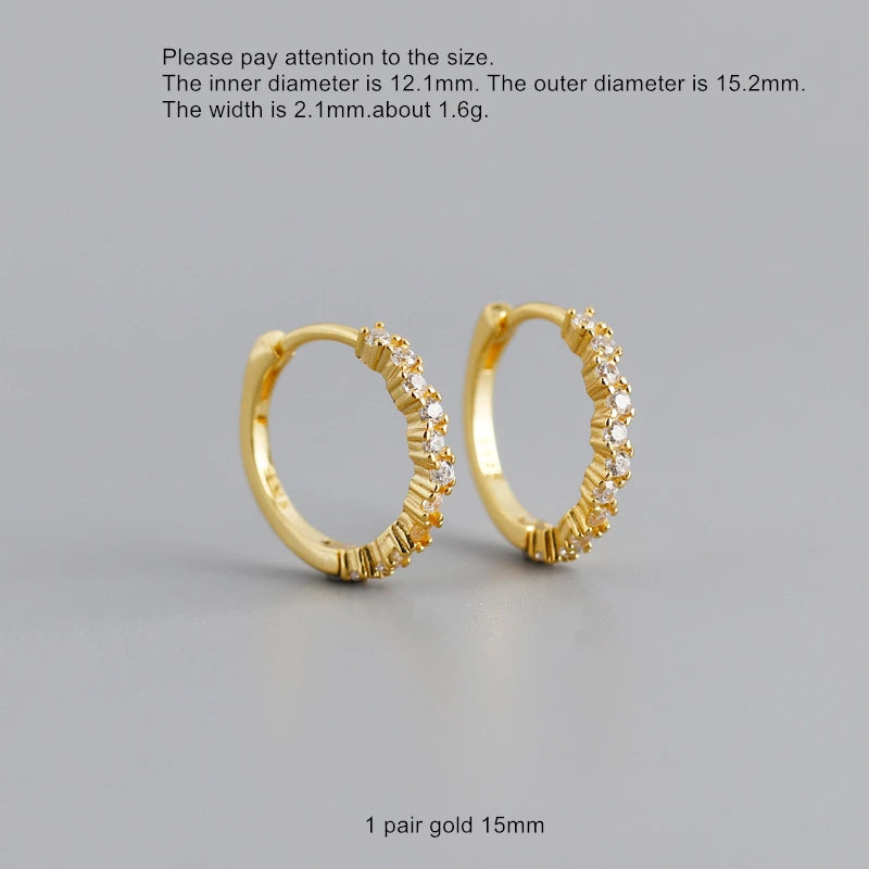 925 Silver Earring Zircon Wavy Irregular Ear Ring Wild Women Girl Jewelry