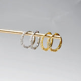925 Silver Earring Zircon Wavy Irregular Ear Ring Wild Women Girl Jewelry