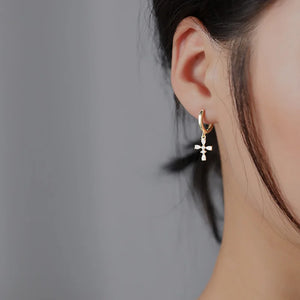 925 Silver Earring Zircon Cross Eye Totem Drop Earring