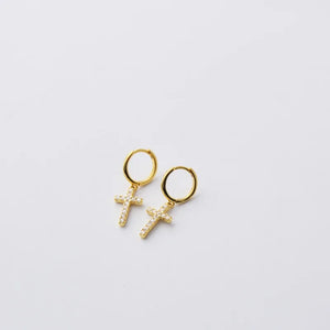925 Silver Earring Zircon Cross Eye Totem Drop Earring