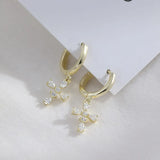 925 Silver Earring Zircon Cross Eye Totem Drop Earring