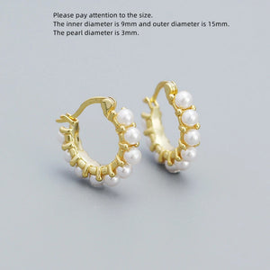 925 Silver Geometric Pearl Texture U Shape Ear Ring
