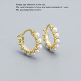 925 Silver Geometric Pearl Texture U Shape Ear Ring