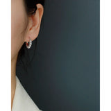 925 Silver Geometric Pearl Texture U Shape Ear Ring