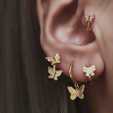 925 Silver Earring Geometric Cross Lines Ear Ring