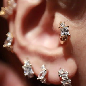 925 Silver Earring Geometric Cross Lines Ear Ring