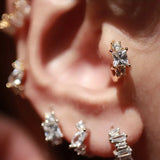 925 Silver Earring Geometric Cross Lines Ear Ring