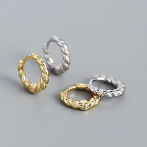 925 Sterling Silver Twist Hollow Ear Ring Geometric Trapezoid Ear Bone
