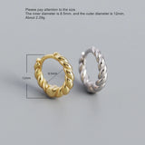 925 Sterling Silver Twist Hollow Ear Ring Geometric Trapezoid Ear Bone