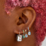 925 Silver Geometric Square Enamel Zircon Drop Earring