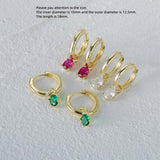 925 Silver Geometric Square Enamel Zircon Drop Earring