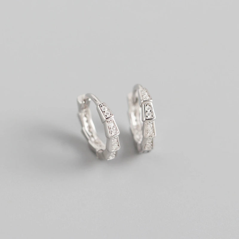 925 Silver Round Hoop Earring with Zircon