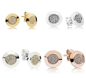 925 Silver Earring Two-tone Signature Studs Wedding Party Gift