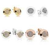 925 Silver Earring Two-tone Signature Studs Wedding Party Gift