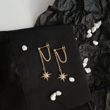 925 Silver Cross Chain Star Long Earring Boy Girl Ear Jewelry