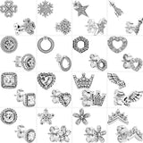 925 Silver Earring Heart Arrow Flowers Snowflake Star Pav