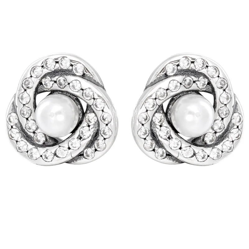 925 Silver Interlinked Circles Open Heart Double Hoop Earring