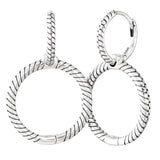 925 Silver Interlinked Circles Open Heart Double Hoop Earring