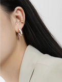 925 Silver Earring C Shape Heart Dripping Oil Ear Ring Retro Female Ear J