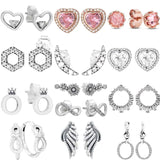 925 Silver Knotted Hearts Crown Infinity Earrings for Women