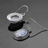 925 Sterling Silver Moonstone Earrings for Women Vintage Ear Jewelry