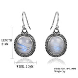 925 Sterling Silver Moonstone Earrings for Women Vintage Ear Jewelry