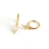 925 Silver Lightning Hoop Earring Clear Zircon Pendant