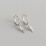 925 Silver Lightning Hoop Earring Clear Zircon Pendant