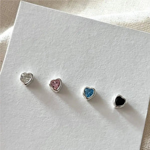 925 Silver Earring Love Zircon Stud Earrings Wild Women Girl Ear Jewel
