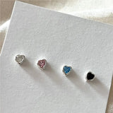 925 Silver Earring Love Zircon Stud Earrings Wild Women Girl Ear Jewel