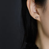 925 Silver Earring Love Zircon Stud Earrings Wild Women Girl Ear Jewel