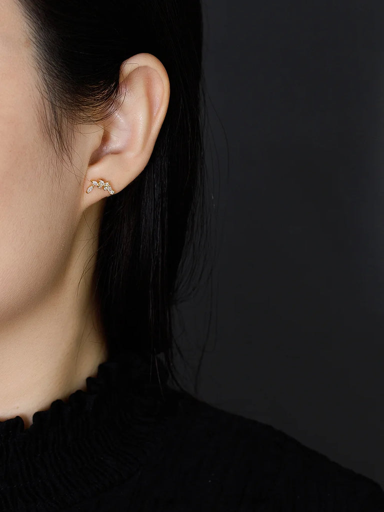 925 Silver Earring Love Zircon Stud Earrings Wild Women Girl Ear Jewel