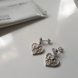 925 Silver Angel Stud Earring for Women Heart Shape