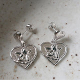 925 Silver Angel Stud Earring for Women Heart Shape