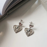 925 Silver Angel Stud Earring for Women Heart Shape