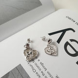 925 Silver Angel Stud Earring for Women Heart Shape
