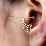 925 Silver Earring Mini Zircon C-Shaped Stud Earring