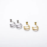 925 Silver Earring Mini Zircon C-Shaped Stud Earring