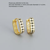 925 Silver Minimalistic Checkerboard U Oval Ear Ring