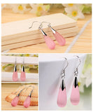 925 Silver Moonlight Opal Drop Earrings Zircon Water Droplets