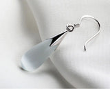 925 Silver Moonlight Opal Drop Earrings Zircon Water Droplets