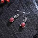 925 Silver Earring Rhodochrosite Vintage Flower Shape Earrings