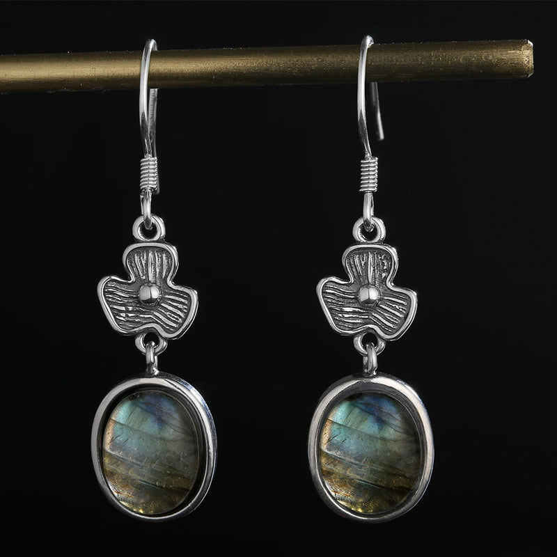 925 Silver Earring Rhodochrosite Vintage Flower Shape Earrings