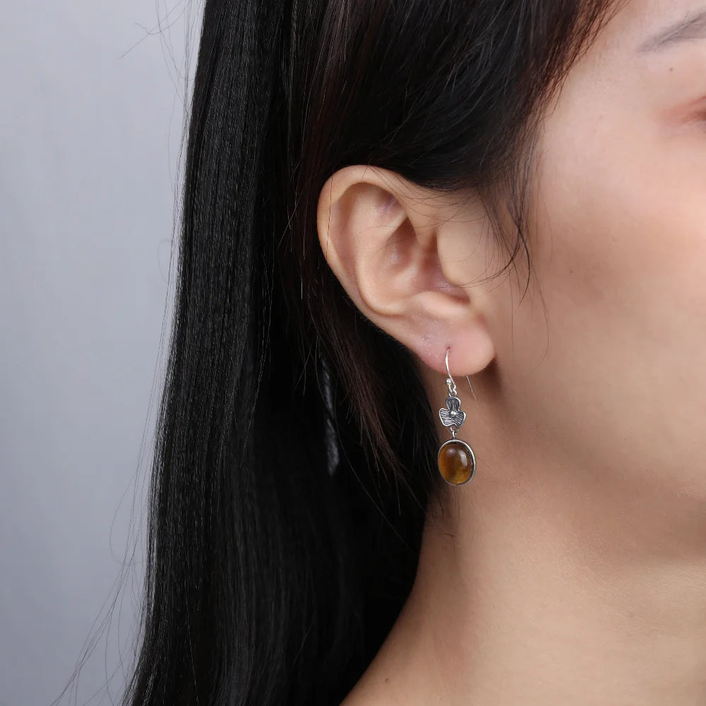 925 Silver Earring Rhodochrosite Vintage Flower Shape Earrings