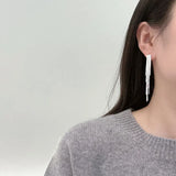 925 Silver Earring Snake Bone Tassels Pearl Zircon Ear Stud