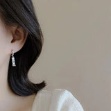 925 Silver Opal Slub Zircon Drop Earring