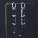 925 Silver Earring Cross/Star Drops Chain Tassel Drop Earring