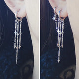 925 Silver Earring Cross/Star Drops Chain Tassel Drop Earring